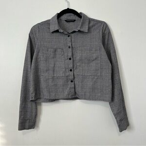 Gray Plaid Button-Up Shirt